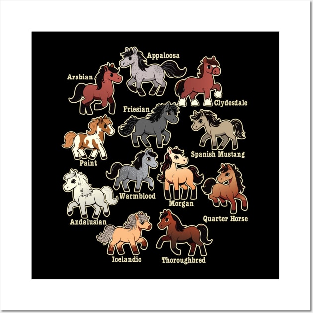 Fun Horse Breeds Design - Equestrian Horse Riding Graphic Wall Art by Graphic Duster